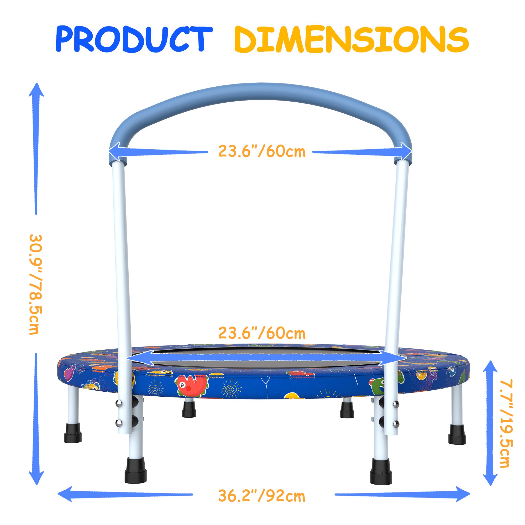 Mini Trampoline For Kids Ages 1-6 Indoor Outdoor Trampoline With Handle  For Kids