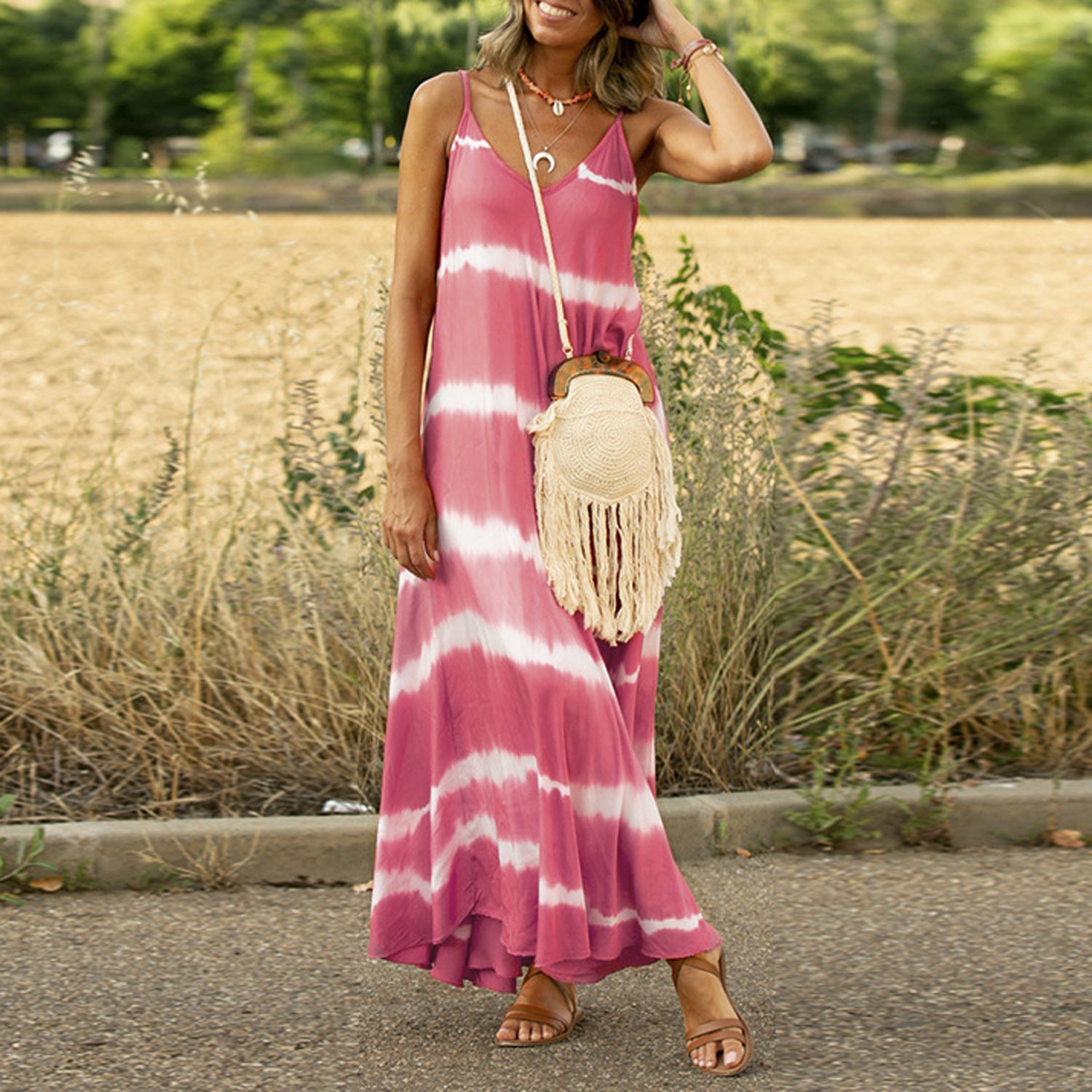 Women's Sling Loose Print Tank Top Dress
