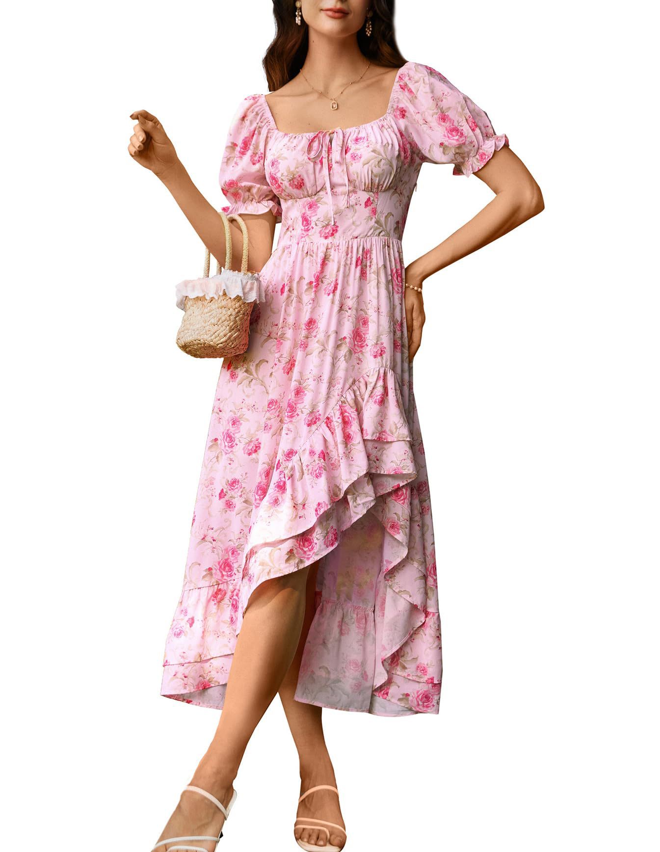 French-style Floral Print Slim-fit Slip Dress For Women