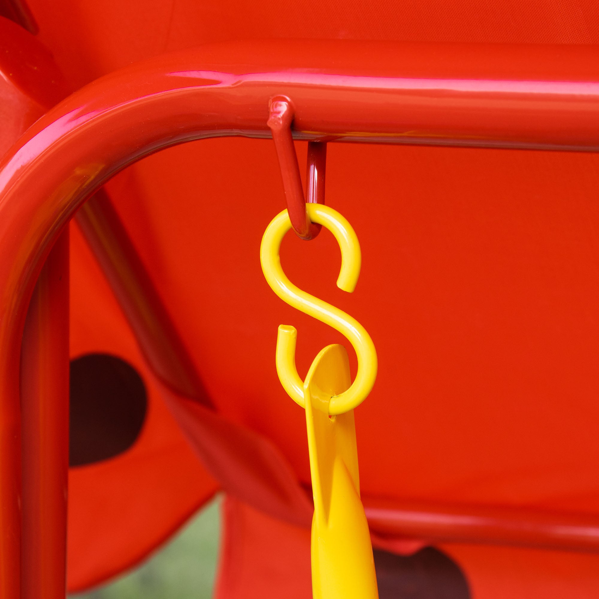 Porch Swing for Kids with Adjustable Canopy to Block Sun at Angles, Kids Swing Chair with Seatbelts, Ladybug Pattern, Gift for Kids Ages 3-6, Red