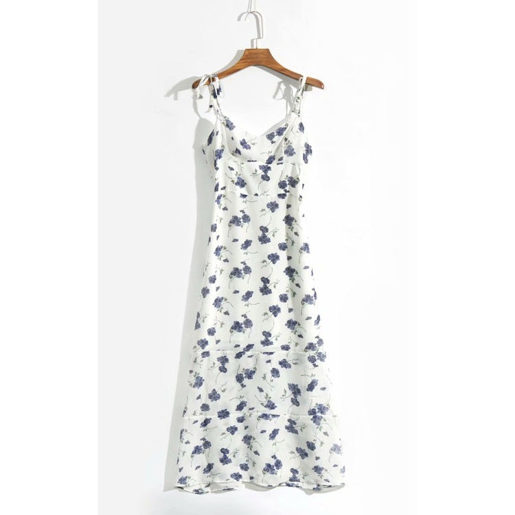 Fashion Strapless Back Floral Print Dress