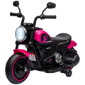 Kids Motorcycle w/ Training Wheels, Single-Button Start, Pink 6V