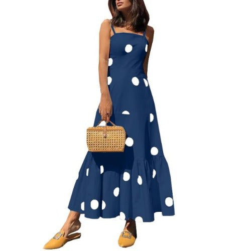 Polka Dot Long Skirt Cross-border Foreign Trade Suspender Fashion Dress