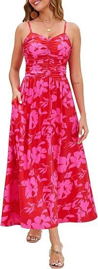 Elegant Pleated Floral Pocket Dress For Women