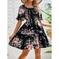 Floral-print Princess-sleeve Dress For Women