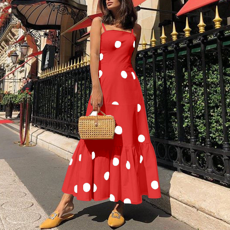 Polka Dot Long Skirt Cross-border Foreign Trade Suspender Fashion Dress
