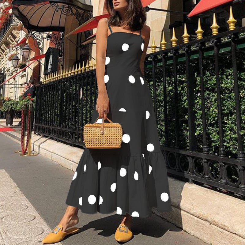 Polka Dot Long Skirt Cross-border Foreign Trade Suspender Fashion Dress