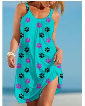 Ladies Print Fashion Tie Dye Print Slip Dress