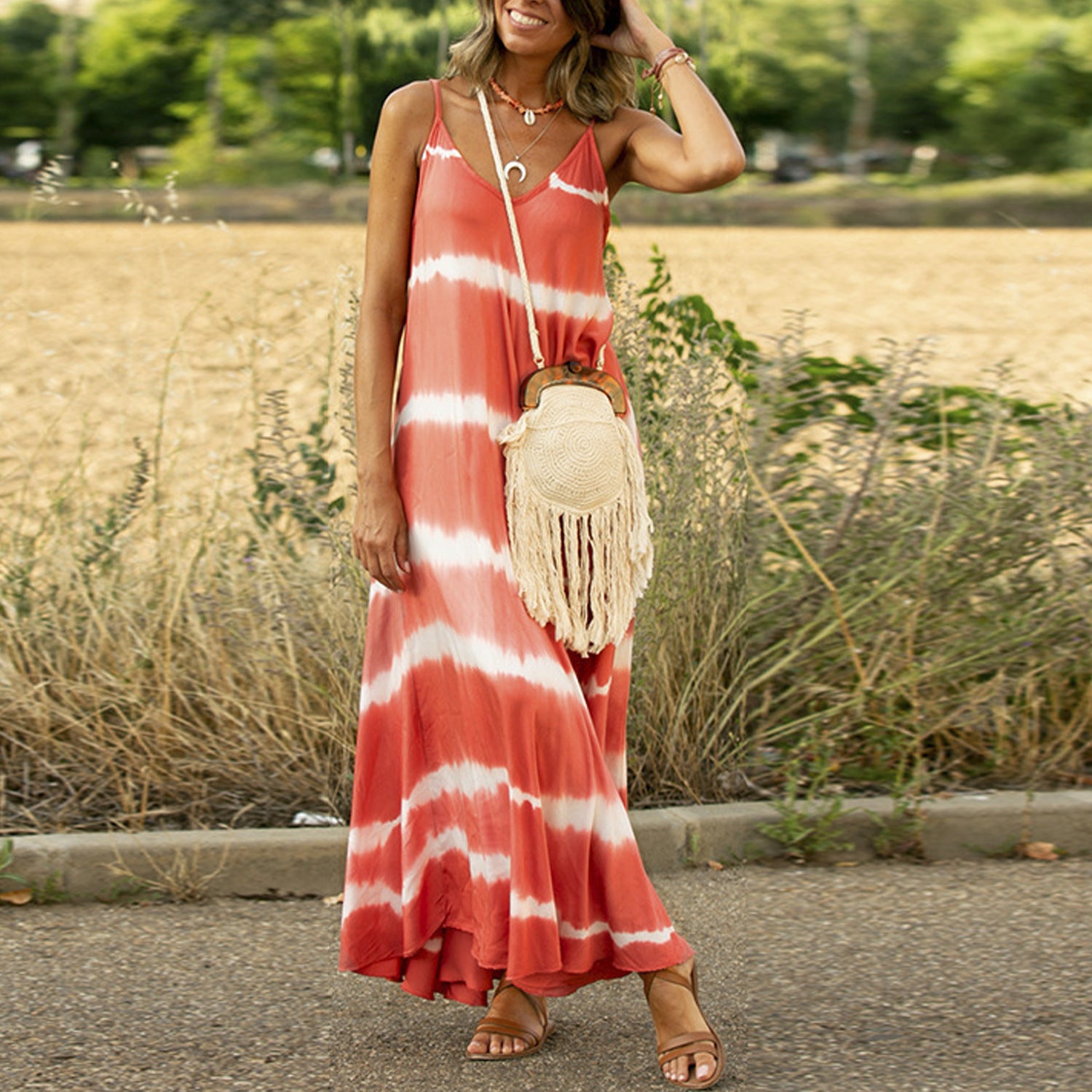 Women's Sling Loose Print Tank Top Dress