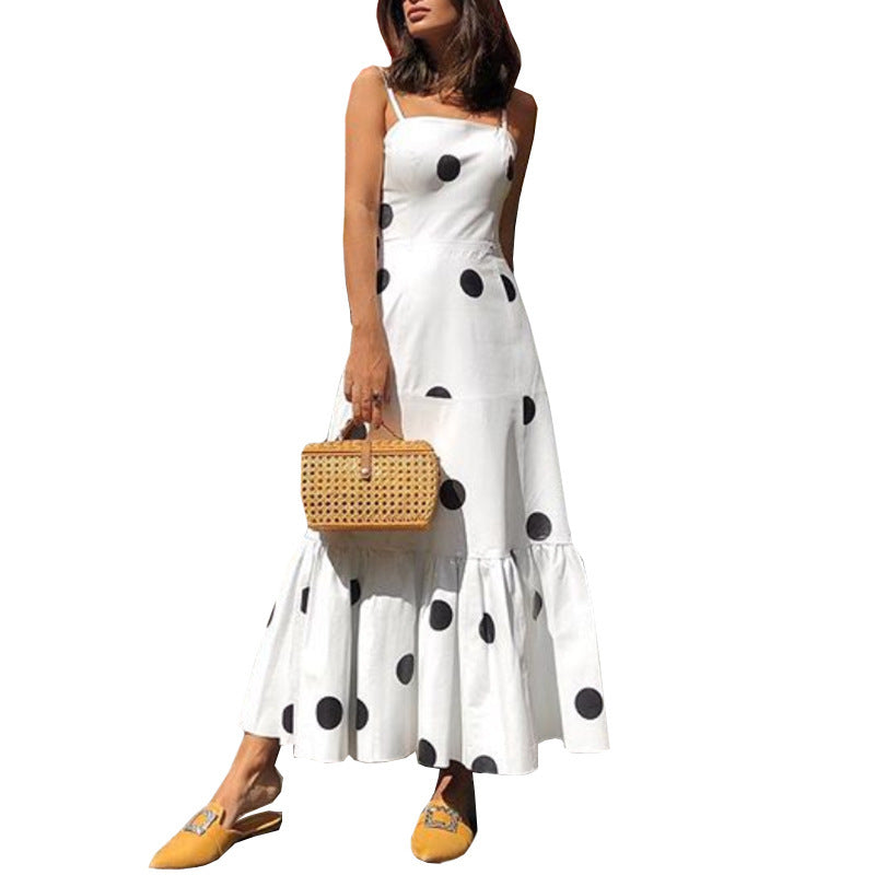 Polka Dot Long Skirt Cross-border Foreign Trade Suspender Fashion Dress
