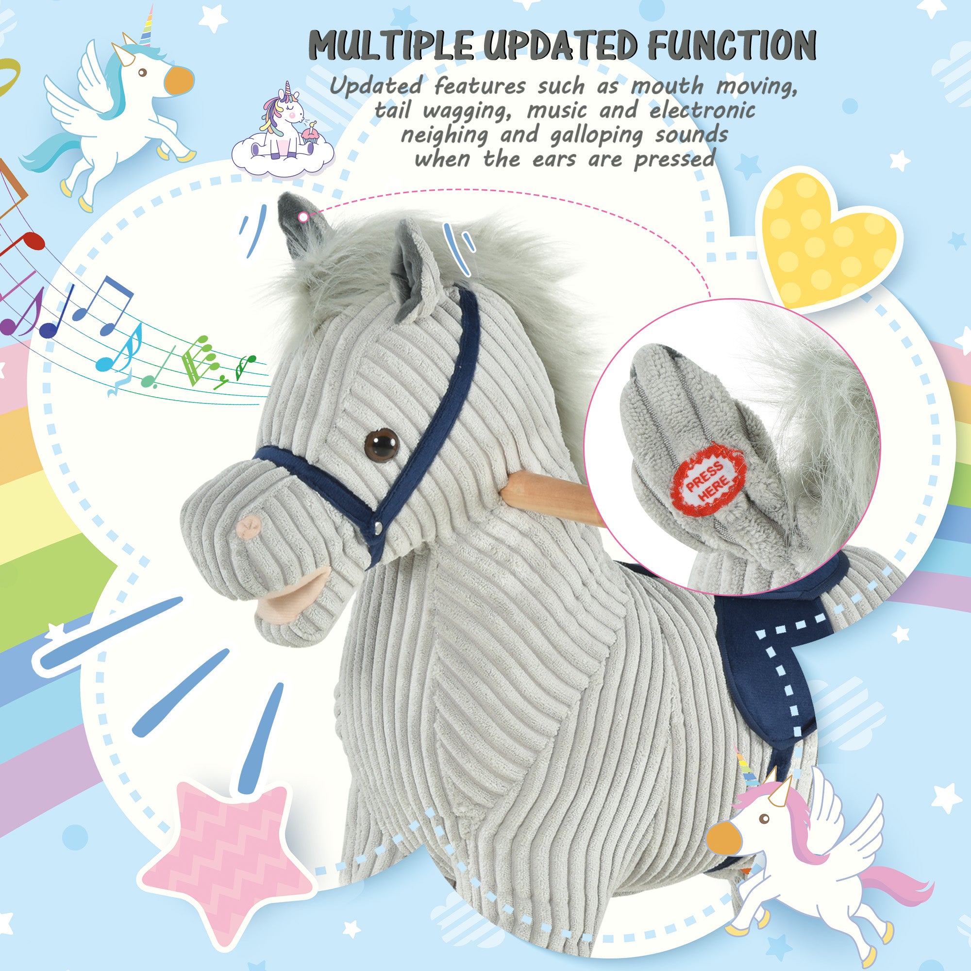 Kids Rocking Horse Plush Ride on Horse Toddle Rocker for 36-72 Months