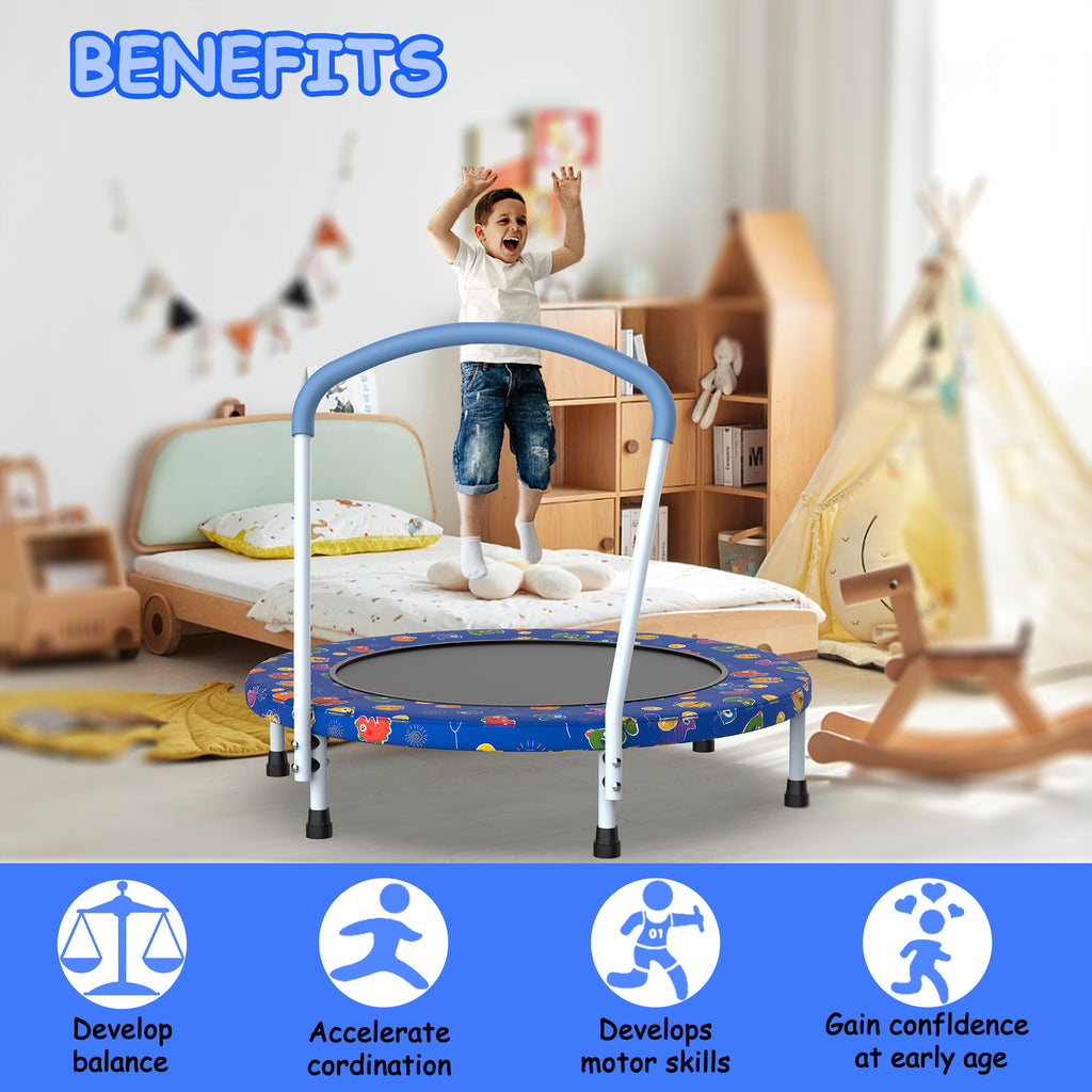 Mini Trampoline For Kids Ages 1-6 Indoor Outdoor Trampoline With Handle  For Kids