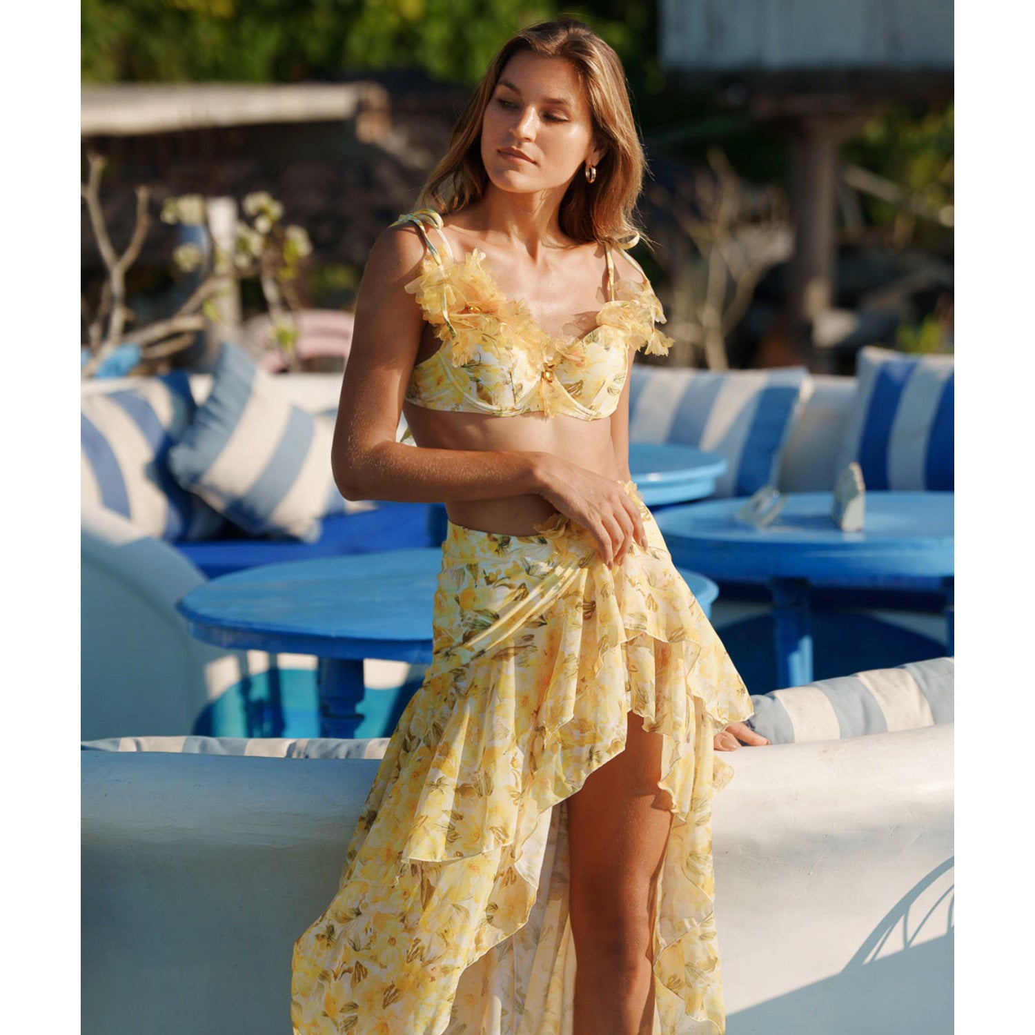 Bikini New Floral High Waist Split Swimsuit Suit Female Cross-border
