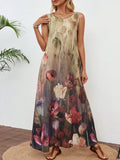 Summer New Sleeveless Printed Tie-Dye Tank Dress Womens Clothing