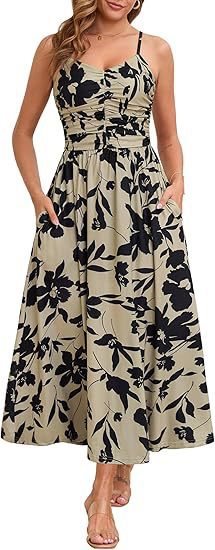Elegant Pleated Floral Pocket Dress For Women