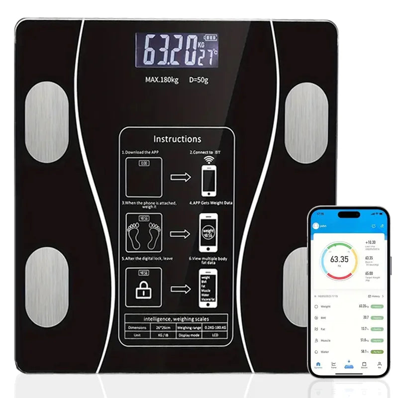 Smart Body Fat Scale  Bluetooth Health Scale Wireless LED Digital Weight Scale Body Composition Analyzer Testing Body Fat Scale