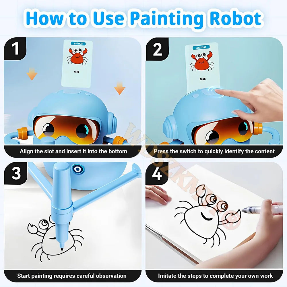 Intelligent Voicebots Drawing Robot For Kids Voice Interactive Early Education Drawing Machine Magic Painting Gift For Boy Girls