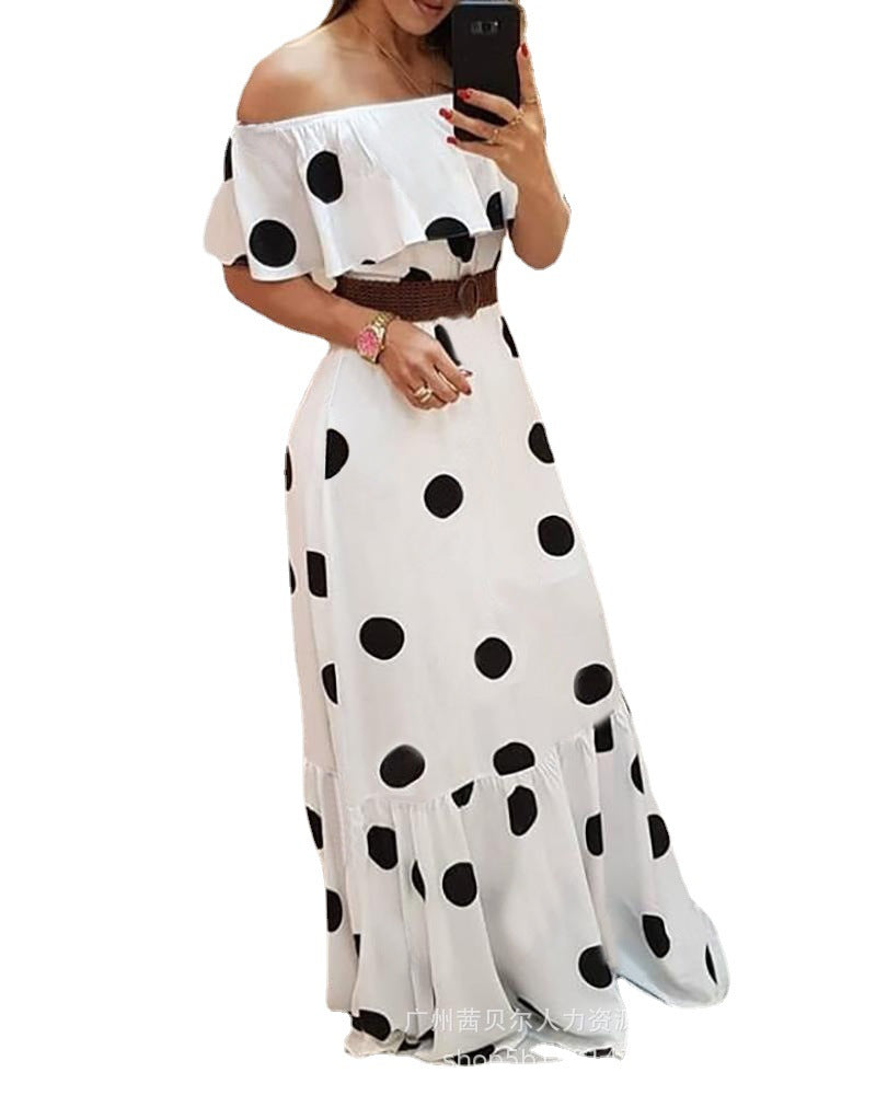 Women's Polka Dot Non-Position Print Dress Without Belt