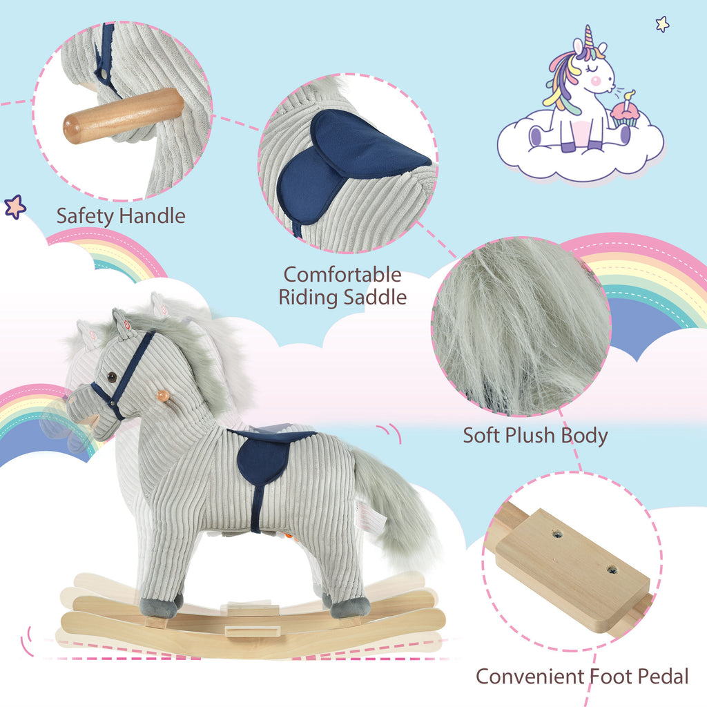 Kids Rocking Horse Plush Ride on Horse Toddle Rocker for 36-72 Months