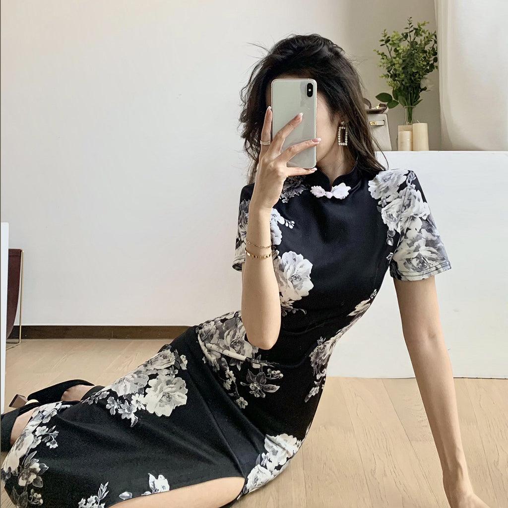 Women's Mid-length Package Hip Tight Cheongsam Dress