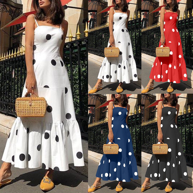 Polka Dot Long Skirt Cross-border Foreign Trade Suspender Fashion Dress