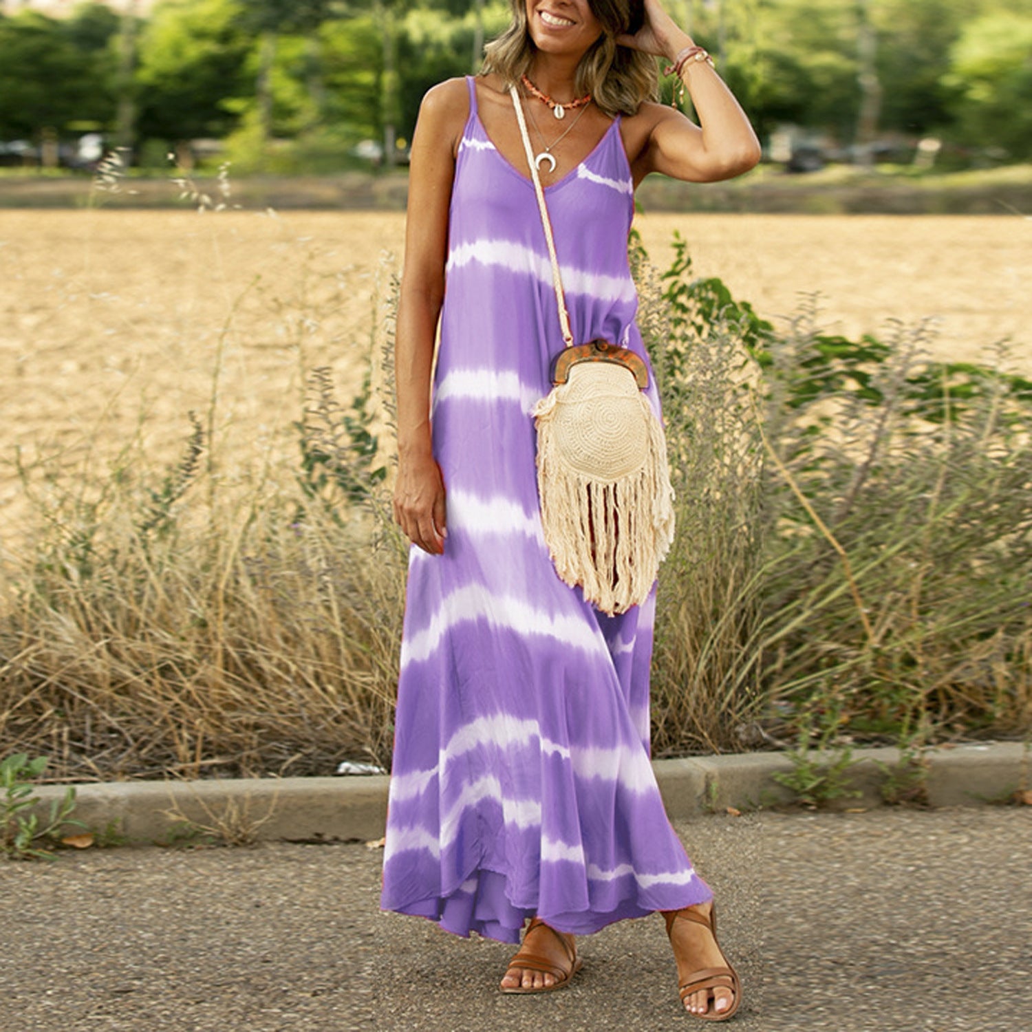 Women's Sling Loose Print Tank Top Dress
