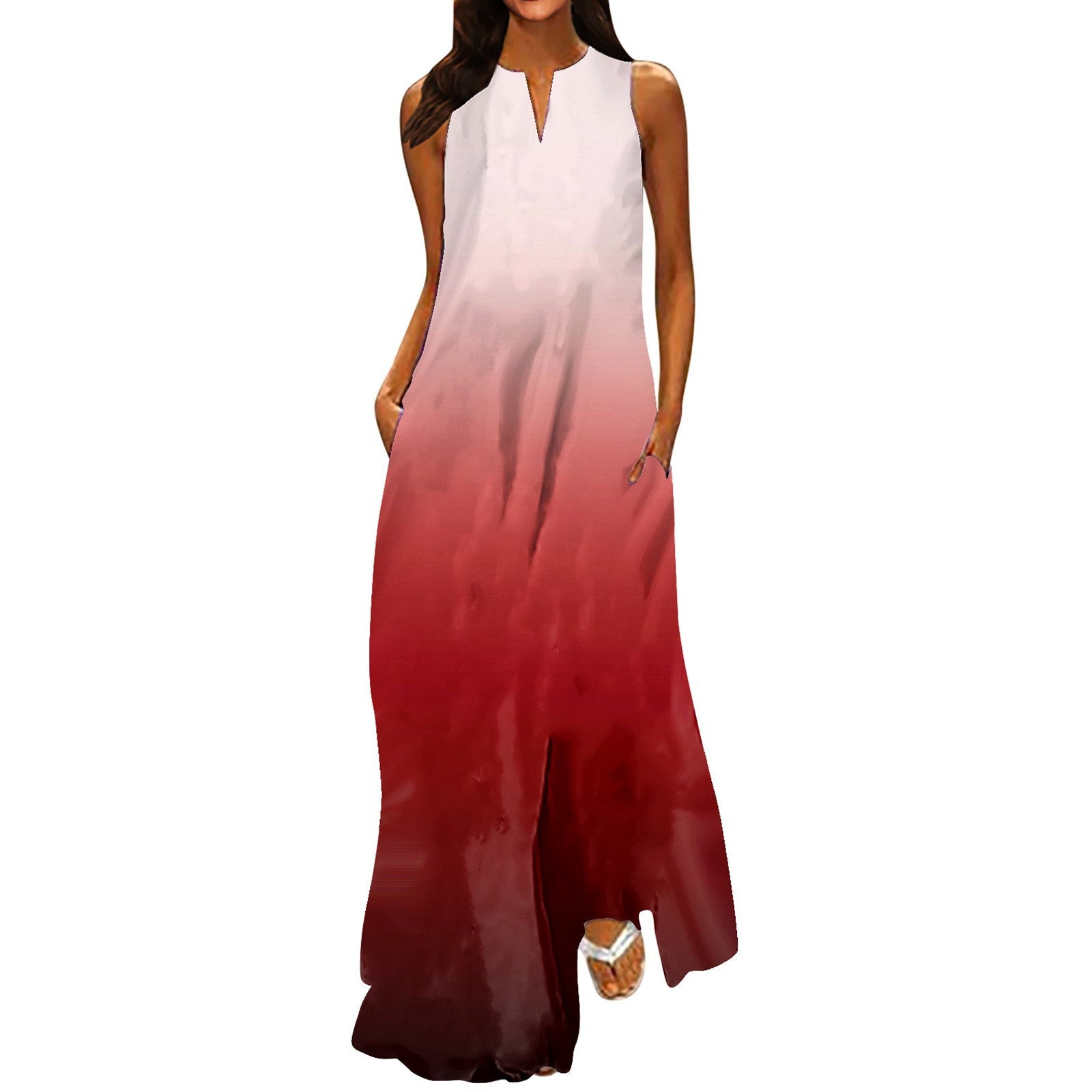 V-neck Pocket Floral Dress For Women