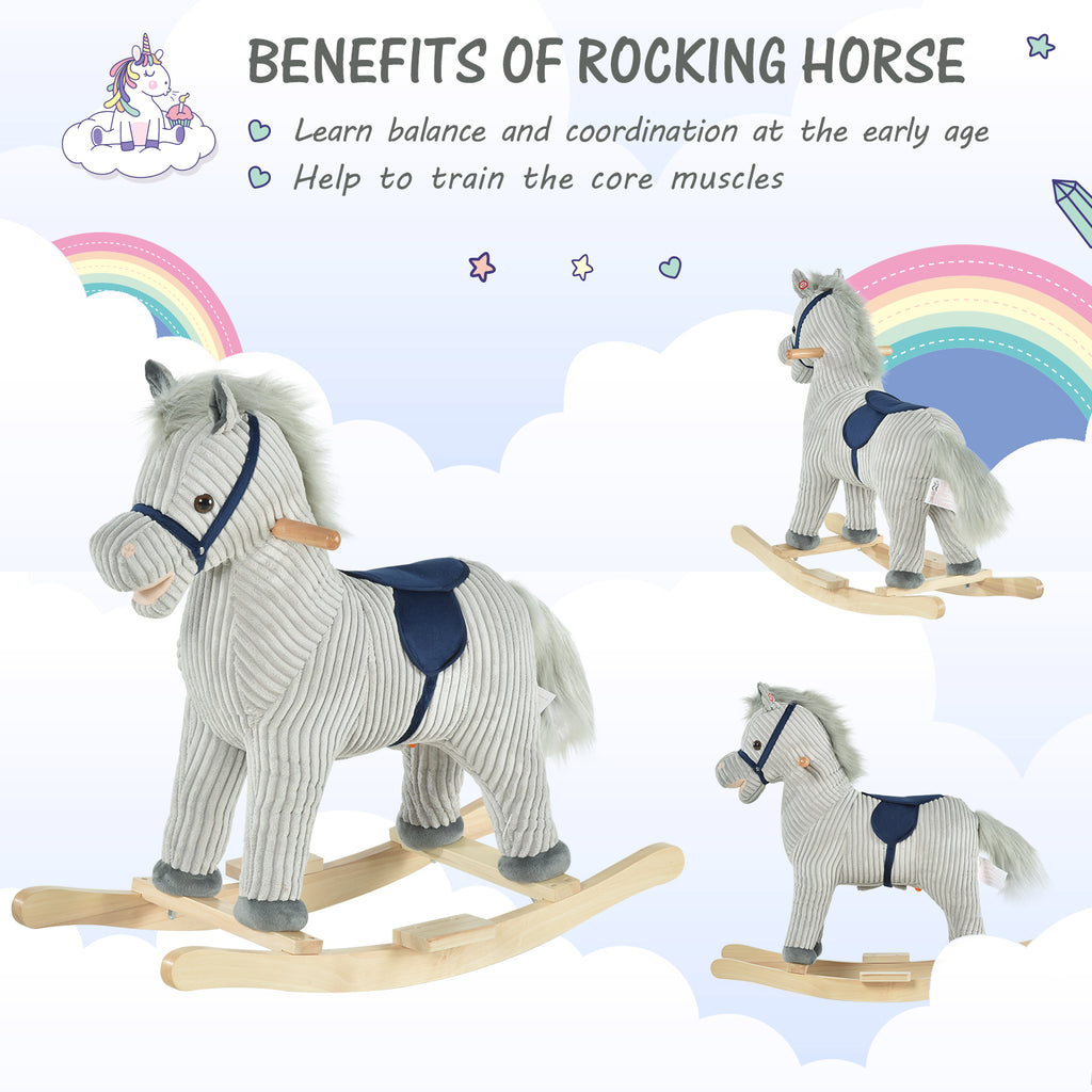 Kids Rocking Horse Plush Ride on Horse Toddle Rocker for 36-72 Months