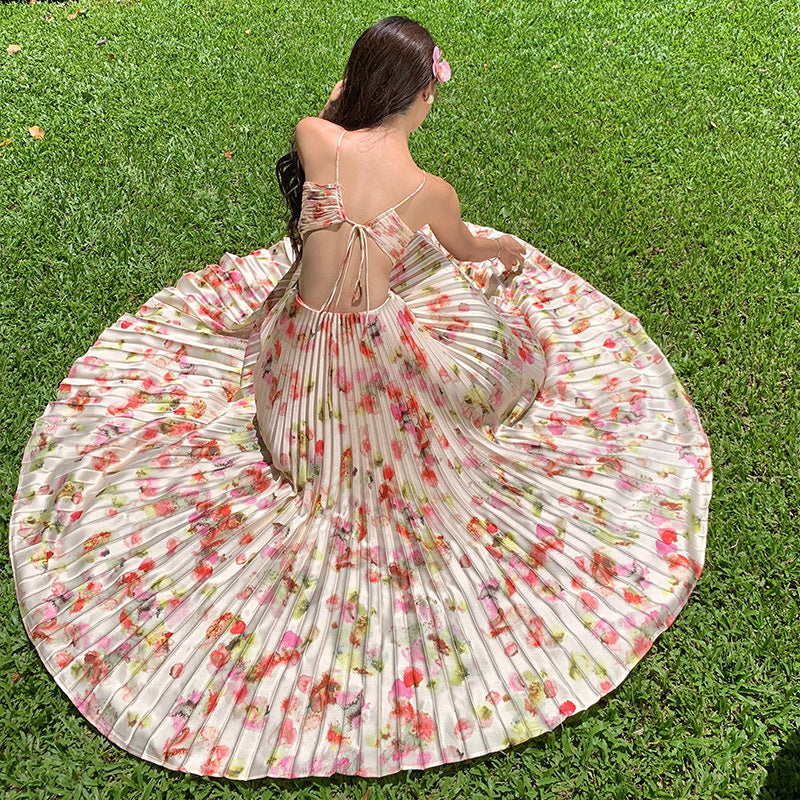 New Floral Elegant Halter Dress Women