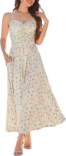 Elegant Pleated Floral Pocket Dress For Women