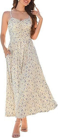 Elegant Pleated Floral Pocket Dress For Women