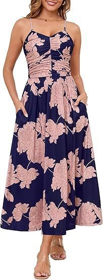 Elegant Pleated Floral Pocket Dress For Women