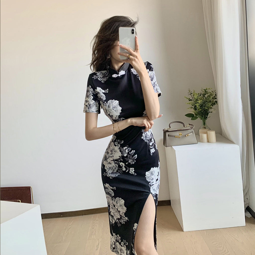 Women's Mid-length Package Hip Tight Cheongsam Dress